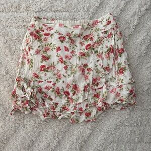 MINKPINK Floral Mini Skirt - White and Pink